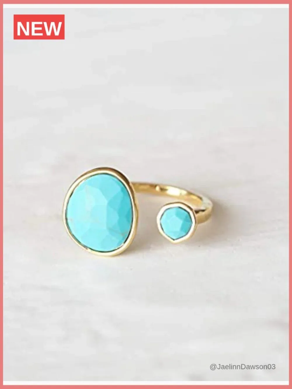 Statement Ring with Simulated Turquoise - Hypoallergenic Gold-Plated Ring